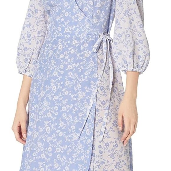 VINCE CAMUTO Printed Faux-Wrap Midi Dress - Picture 2 of 5